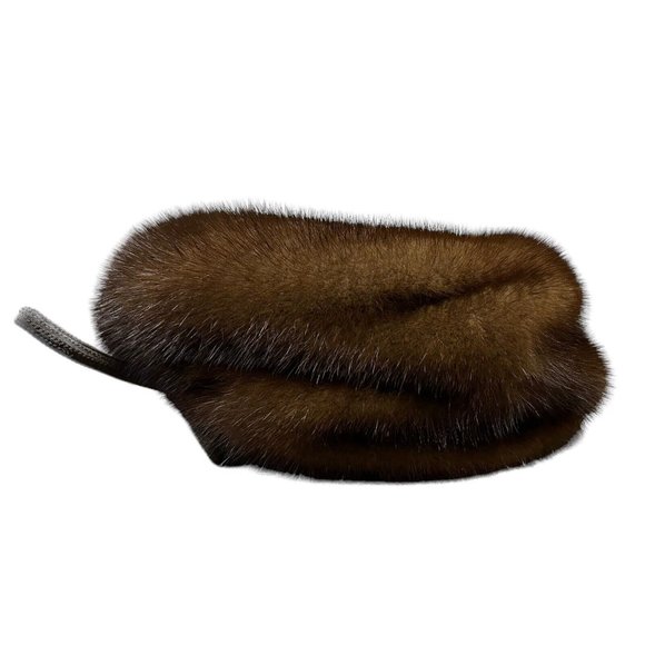 Vintage Cornelius Makers of Fine Furs Brown Mink Pillbox 50s 60s Womens Hat Bow - Picture 4 of 8